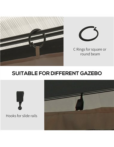 Outsunny Set of Four 3 x 4m Gazebo Replacement Walls - Dark Brown