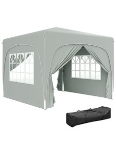 Outsunny 3 x 3m Pop-Up Gazebo Shelter, with Accessories - Light Grey