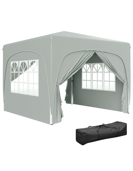 Outsunny 3 x 3m Pop-Up Gazebo Shelter, with Accessories - Light Grey - pic 118695 | FastDaddyshop