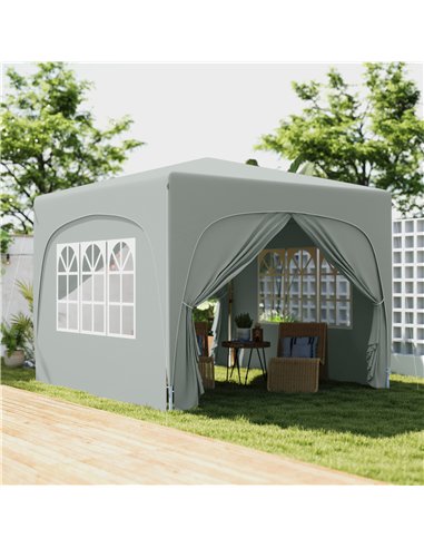 Outsunny 3 x 3m Pop-Up Gazebo Shelter, with Accessories - Light Grey