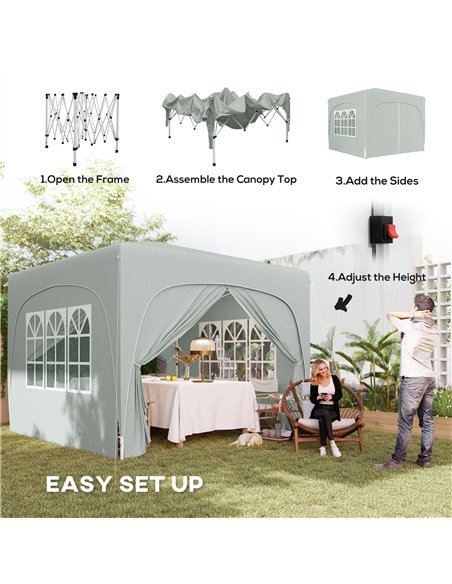 Outsunny 3 x 3m Pop-Up Gazebo Shelter, with Accessories - Light Grey - pic 118698 | FastDaddyshop