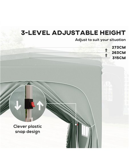 Outsunny 3 x 3m Pop-Up Gazebo Shelter, with Accessories - Light Grey - pic 118699 | FastDaddyshop