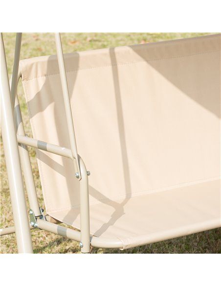 Outsunny 3 Seater Garden Swing Chair Patio Rocking Bench w/ Tilting Canopy, Removable Cushion, Light Brown Top, Brown - pic 11870 | FastDaddyshop