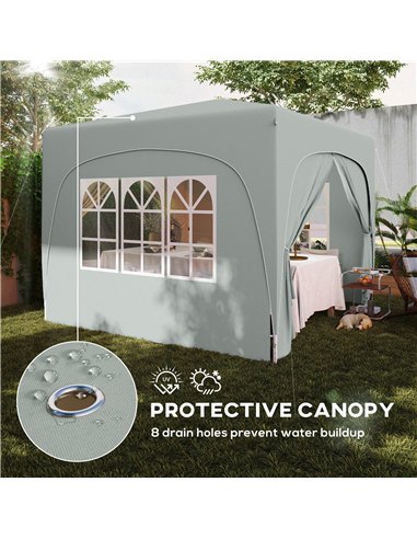 Outsunny 3 x 3m Pop-Up Gazebo Shelter, with Accessories - Light Grey