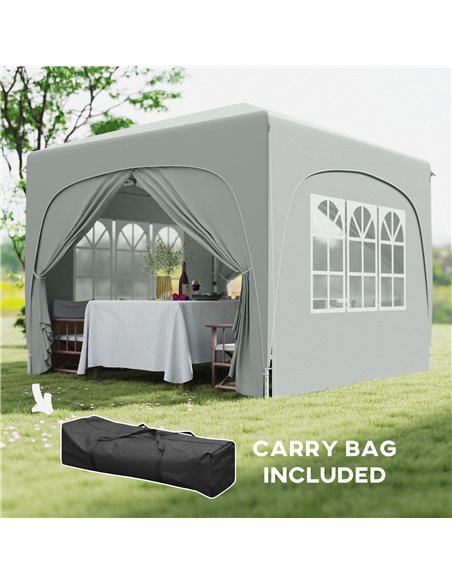 Outsunny 3 x 3m Pop-Up Gazebo Shelter, with Accessories - Light Grey - pic 118701 | FastDaddyshop