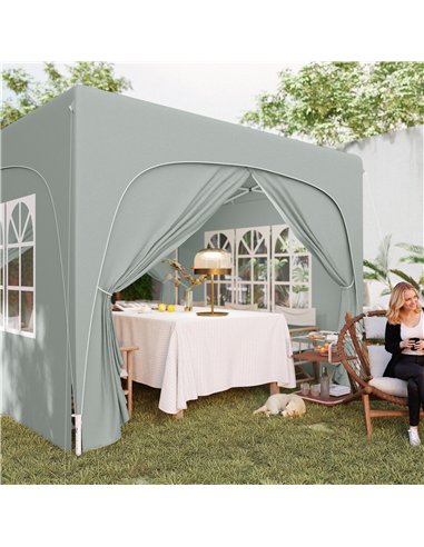 Outsunny 3 x 3m Pop-Up Gazebo Shelter, with Accessories - Light Grey