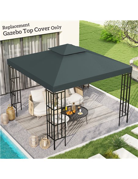Outsunny Gazebo Roof Replacement, for 3 x 3(m) Frames - Grey - pic 118705 | FastDaddyshop