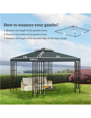 Outsunny Gazebo Roof Replacement, for 3 x 3(m) Frames - Grey