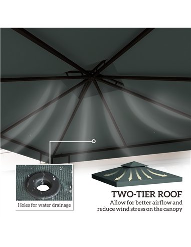 Outsunny Gazebo Roof Replacement, for 3 x 3(m) Frames - Grey