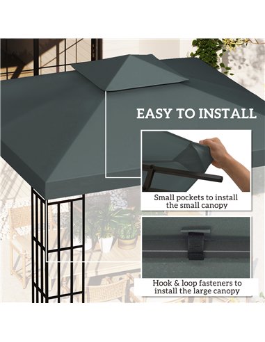 Outsunny Gazebo Roof Replacement, for 3 x 3(m) Frames - Grey