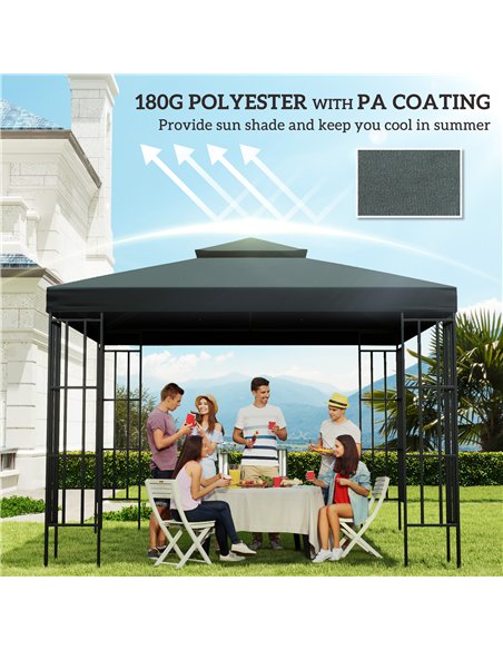 Outsunny Gazebo Roof Replacement, for 3 x 3(m) Frames - Grey - pic 118709 | FastDaddyshop