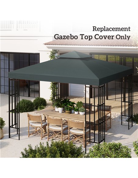 Outsunny Gazebo Roof Replacement, for 3 x 3(m) Frames - Grey - pic 118710 | FastDaddyshop