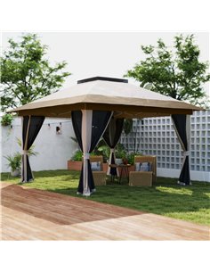 Outsunny 3.6 x 3.6m Pop-Up Gazebo, with Accessories - Beige 2