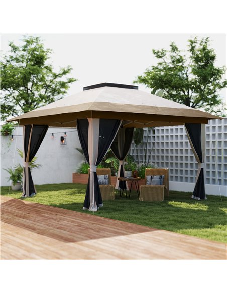 Outsunny 3.6 x 3.6m Pop-Up Gazebo, with Accessories - Beige - pic 118714 | FastDaddyshop