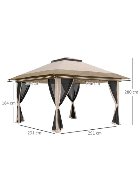 Outsunny 3.6 x 3.6m Pop-Up Gazebo, with Accessories - Beige - pic 118715 | FastDaddyshop
