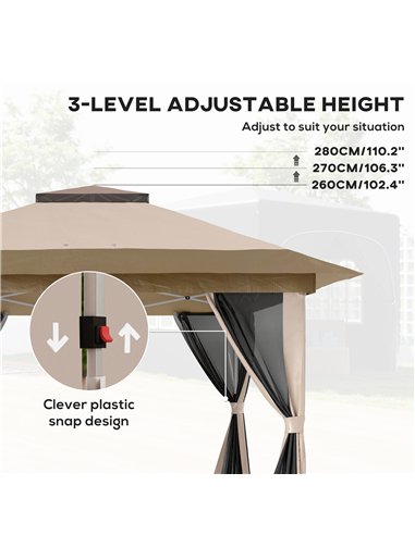 Outsunny 3.6 x 3.6m Pop-Up Gazebo, with Accessories - Beige