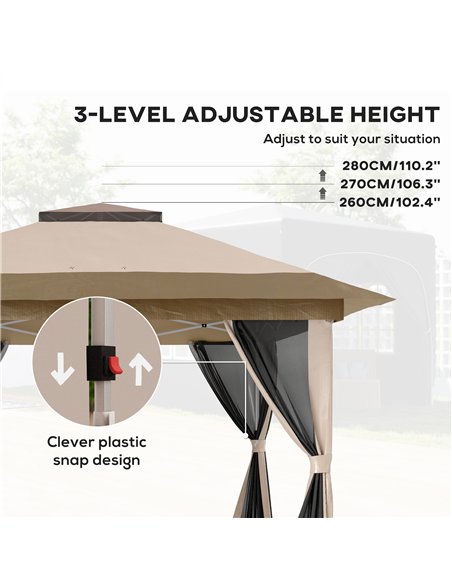 Outsunny 3.6 x 3.6m Pop-Up Gazebo, with Accessories - Beige - pic 118717 | FastDaddyshop