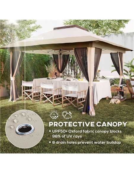 Outsunny 3.6 x 3.6m Pop-Up Gazebo, with Accessories - Beige - pic 118718 | FastDaddyshop
