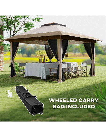 Outsunny 3.6 x 3.6m Pop-Up Gazebo, with Accessories - Beige - pic 118719 | FastDaddyshop