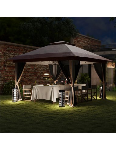 Outsunny 3.6 x 3.6m Pop-Up Gazebo, with Accessories - Beige
