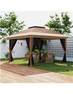 Outsunny 3.6 x 3.6m Pop-Up Gazebo, with Accessories - Brown 2