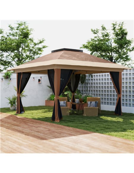 Outsunny 3.6 x 3.6m Pop-Up Gazebo, with Accessories - Brown - pic 118723 | FastDaddyshop