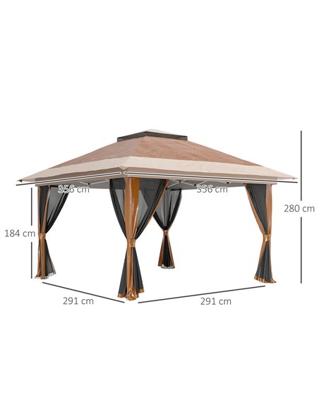 Outsunny 3.6 x 3.6m Pop-Up Gazebo, with Accessories - Brown - pic 118724 | FastDaddyshop