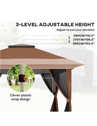 Outsunny 3.6 x 3.6m Pop-Up Gazebo, with Accessories - Brown