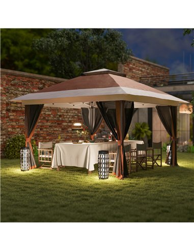 Outsunny 3.6 x 3.6m Pop-Up Gazebo, with Accessories - Brown