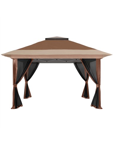 Outsunny 3.6 x 3.6m Pop-Up Gazebo, with Accessories - Brown