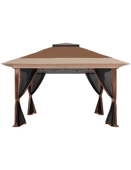 Outsunny 3.6 x 3.6m Pop-Up Gazebo, with Accessories - Brown - pic 118730 | FastDaddyshop