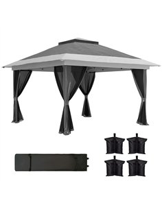Outsunny 3.6 x 3.6m Pop-Up Gazebo, with Accessories - Grey