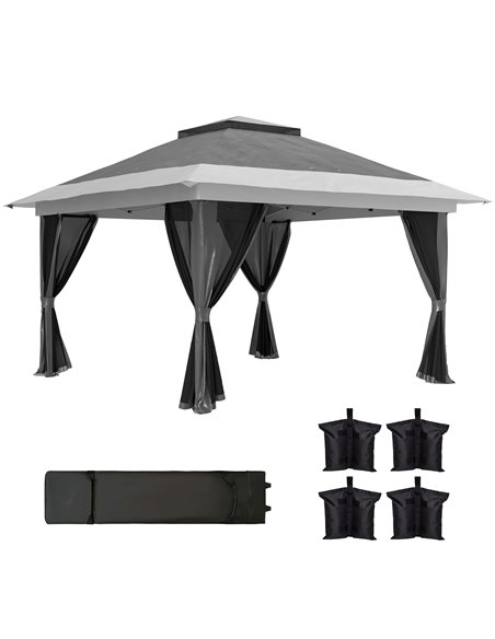 Outsunny 3.6 x 3.6m Pop-Up Gazebo, with Accessories - Grey - pic 118731 | FastDaddyshop