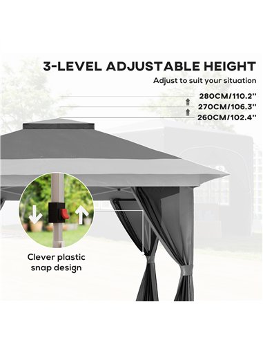 Outsunny 3.6 x 3.6m Pop-Up Gazebo, with Accessories - Grey