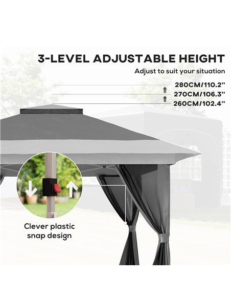 Outsunny 3.6 x 3.6m Pop-Up Gazebo, with Accessories - Grey - pic 118735 | FastDaddyshop