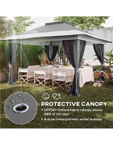 Outsunny 3.6 x 3.6m Pop-Up Gazebo, with Accessories - Grey