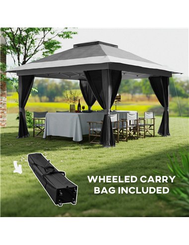 Outsunny 3.6 x 3.6m Pop-Up Gazebo, with Accessories - Grey