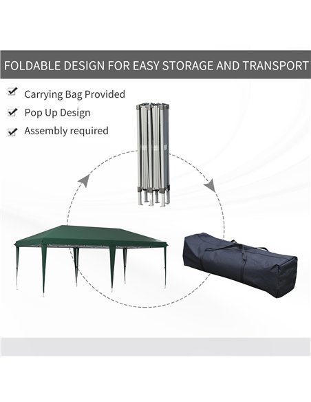 Outsunny 6 x 3 m Pop-Up Steel Frame Gazebo - Green - pic 118743 | FastDaddyshop