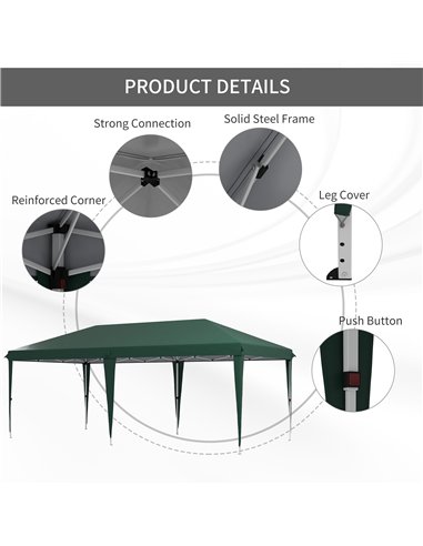 Outsunny 6 x 3 m Pop-Up Steel Frame Gazebo - Green