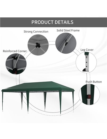 Outsunny 6 x 3 m Pop-Up Steel Frame Gazebo - Green - pic 118744 | FastDaddyshop