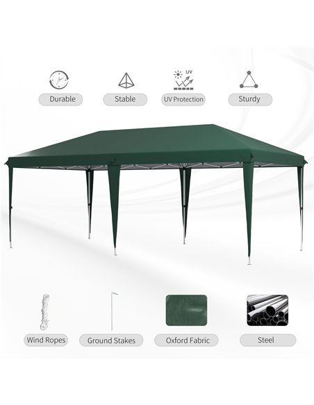 Outsunny 6 x 3 m Pop-Up Steel Frame Gazebo - Green - pic 118745 | FastDaddyshop