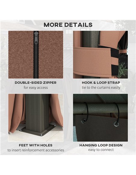 Outsunny 3 x 3.7m Outdoor Hardtop Gazebo Canopy Aluminium Frame with 2-Tier Roof & Mesh Netting Sidewalls for Patio, Dark Brown - pic 118755 | FastDaddyshop
