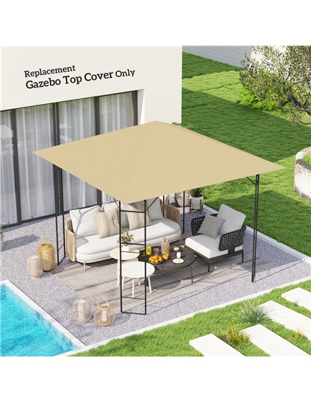 Outsunny 3 x 3(m) Gazebo Canopy Replacement Cover, Garden Gazebo Roof Replacement with Drain Holes, Water Resistant PVC Coating, - pic 118759 | FastDaddyshop