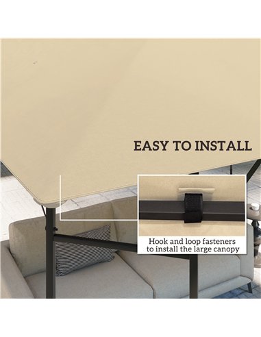 Outsunny 3 x 3(m) Gazebo Canopy Replacement Cover, Garden Gazebo Roof Replacement with Drain Holes, Water Resistant PVC Coating,