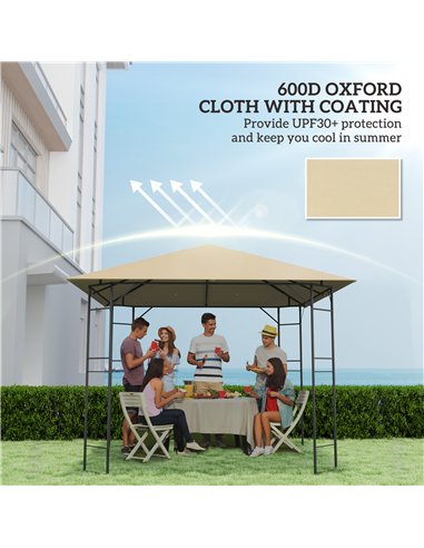 Outsunny 3 x 3(m) Gazebo Canopy Replacement Cover, Garden Gazebo Roof Replacement with Drain Holes, Water Resistant PVC Coating,