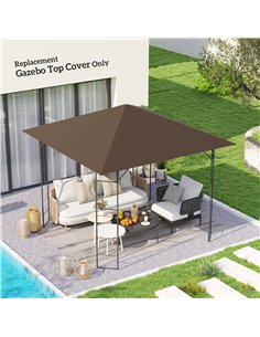 Outsunny 3 x 3(m) Gazebo Canopy Replacement Cover, Garden Gazebo Roof Replacement with Drain Holes, Water-resistant Plastic Coat 2
