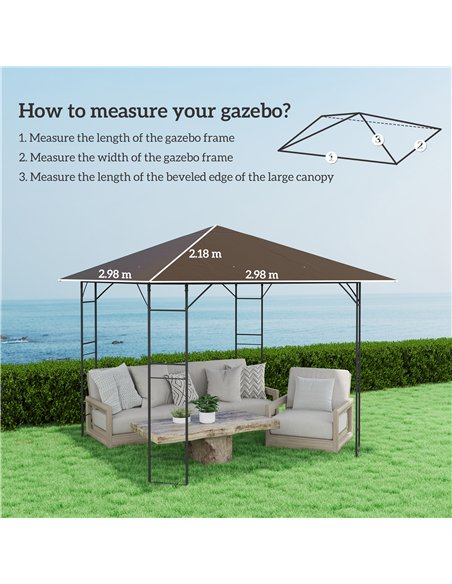 Outsunny 3 x 3(m) Gazebo Canopy Replacement Cover, Garden Gazebo Roof Replacement with Drain Holes, Water-resistant Plastic Coat - pic 118769 | FastDaddyshop