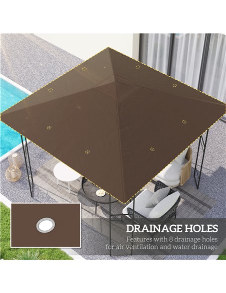 Outsunny 3 x 3(m) Gazebo Canopy Replacement Cover, Garden Gazebo Roof Replacement with Drain Holes, Water-resistant Plastic Coat - pic 118770 | FastDaddyshop