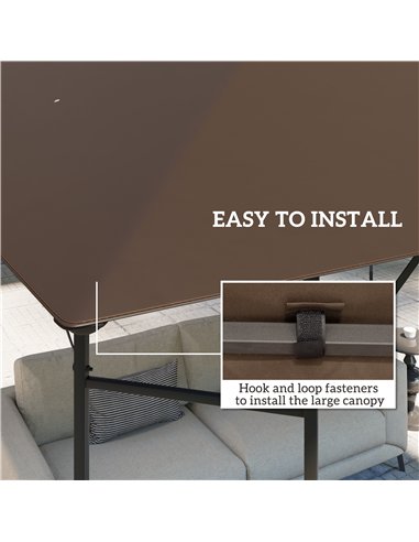 Outsunny 3 x 3(m) Gazebo Canopy Replacement Cover, Garden Gazebo Roof Replacement with Drain Holes, Water-resistant Plastic Coat