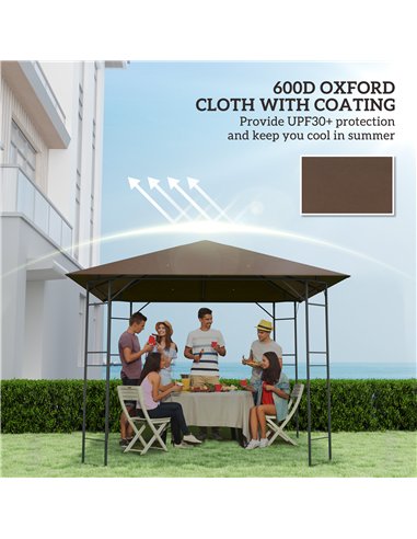 Outsunny 3 x 3(m) Gazebo Canopy Replacement Cover, Garden Gazebo Roof Replacement with Drain Holes, Water-resistant Plastic Coat